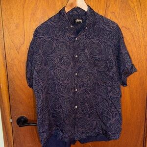 Vintage 90s Stüssy Made in USA Rayon Shirt Medium